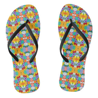 Retro 60s 70s Flower Pattern Thongs