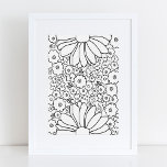 Retro 60s 70s Flowers Black and White Art Print<br><div class="desc">This groovy little number is sure to liven up your walls! Hand drawn flowers with a very 60s and 70s vibe.</div>