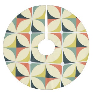 Retro 60's 70's geometric pattern. brushed polyester tree skirt