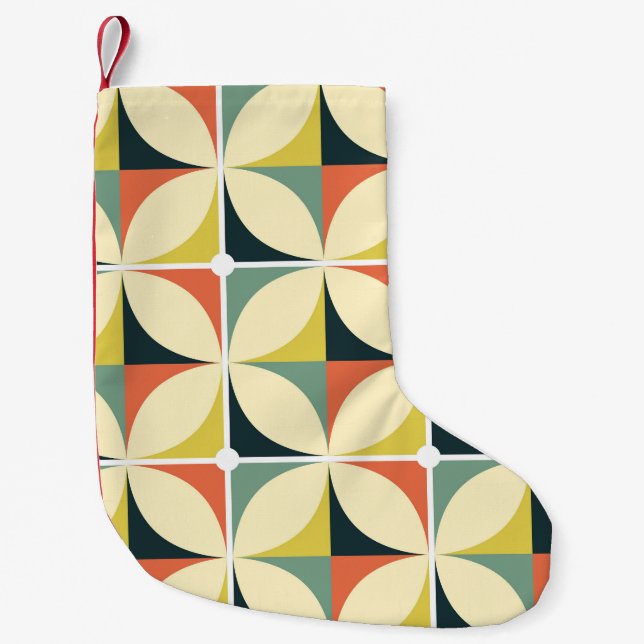 Retro 60's 70's geometric pattern. small christmas stocking (Front)