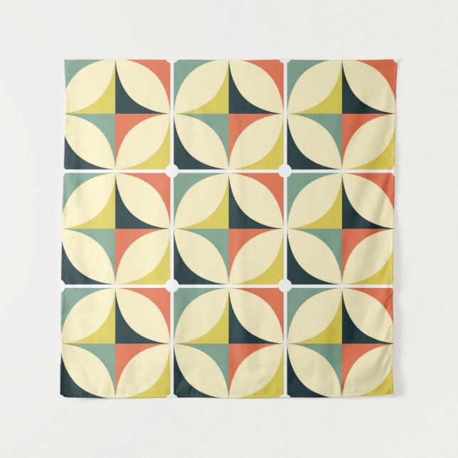 Retro 60's 70's geometric pattern. tapestry (Front)