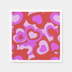 Retro 60s-70s Hearts Napkin