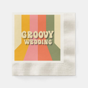 Retro 60s 70s Hippie Groovy Stripes Wedding Napkin