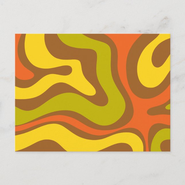 Retro 60s 70s Liquid Swirl Abstract Pattern Card (Front)