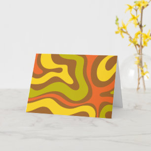 Retro 60s 70s Liquid Swirl Abstract Pattern Card