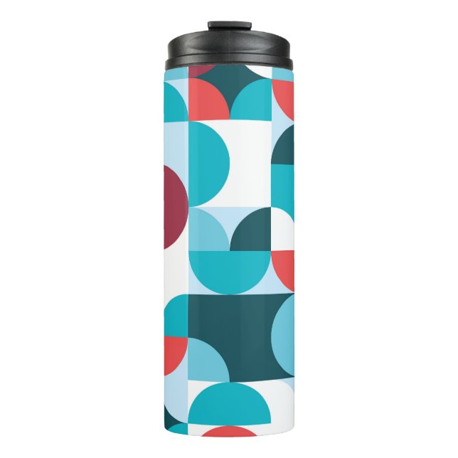 Retro 60's 70's minimalist pattern thermal tumbler (Front)