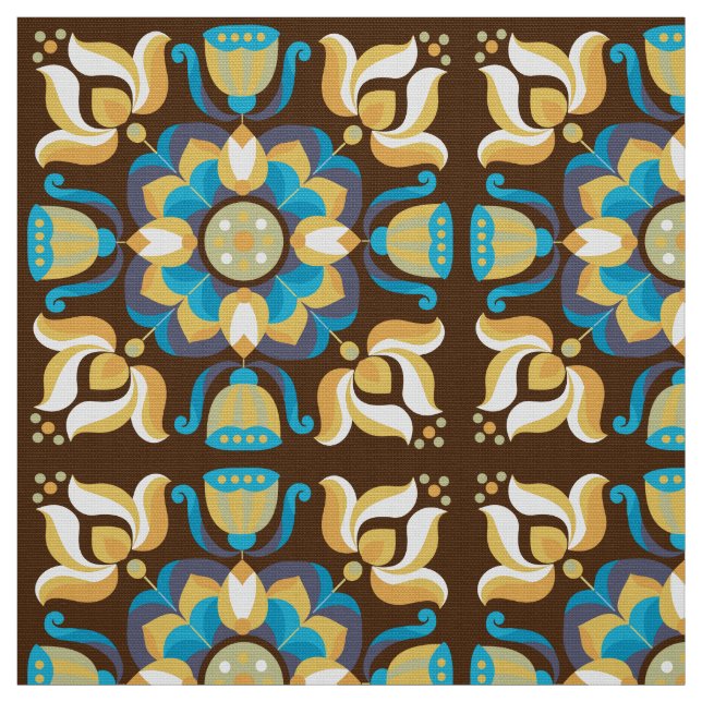 Retro 60s 70s pattern floral styled fabric (Swatch)