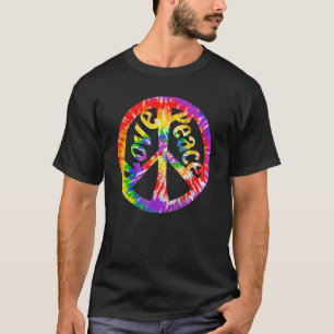 Retro 60's 70's Psychedelic Hippie Tie Dye Peace L T-Shirt