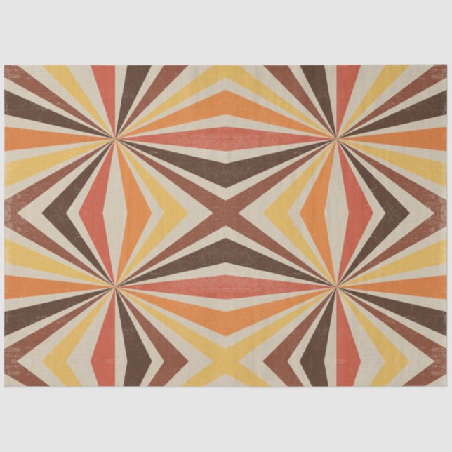 Retro 60s 70s Sunburst Striped Geometric Pattern Tissue Paper (Front)