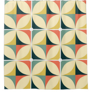 Retro 60's and 70's retro seamless pattern, vintag shower curtain