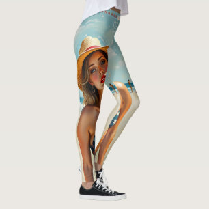 Retro 60s Bikini Girl Rockabilly Leggings