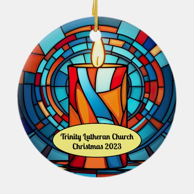 Retro 60s Candle Commemorative Ceramic Ornament (Back)