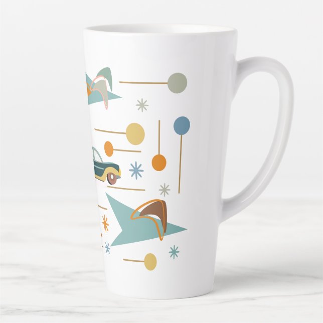 Retro 60s Car Trip to the Beach Latte Mug (Right)