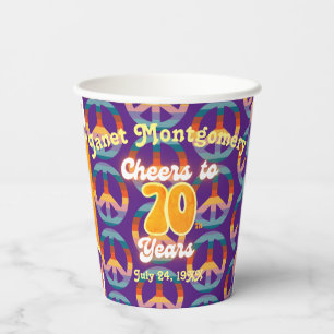Retro 60's Cheers to 70 Years Personalised  Paper Cups