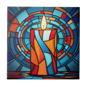 Retro 60s Christmas Candle  Ceramic Tile