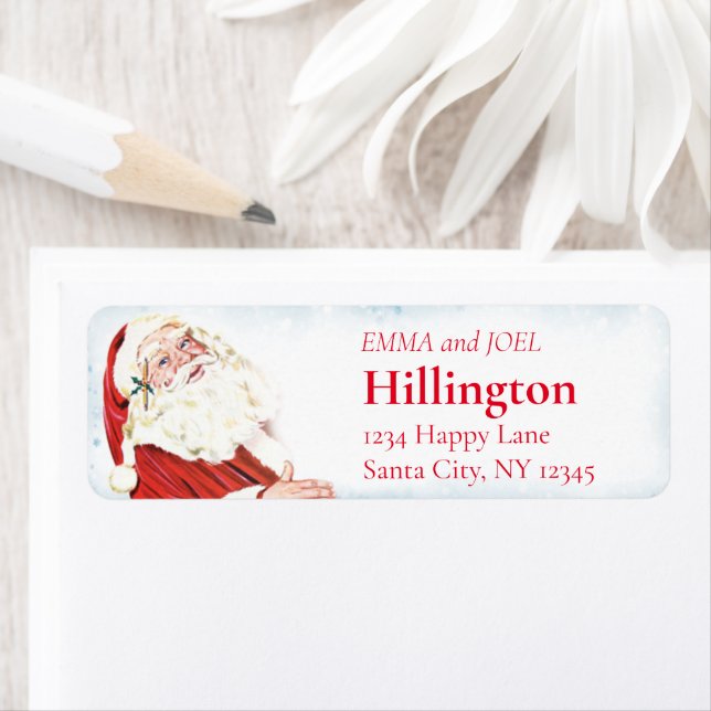Retro 60s Christmas Santa Jolly Ho Ho Ho Return Address Label (Insitu)