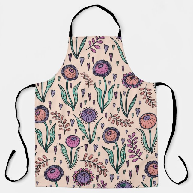 Retro 60s Floral: Home Decor Pattern Apron (Front)