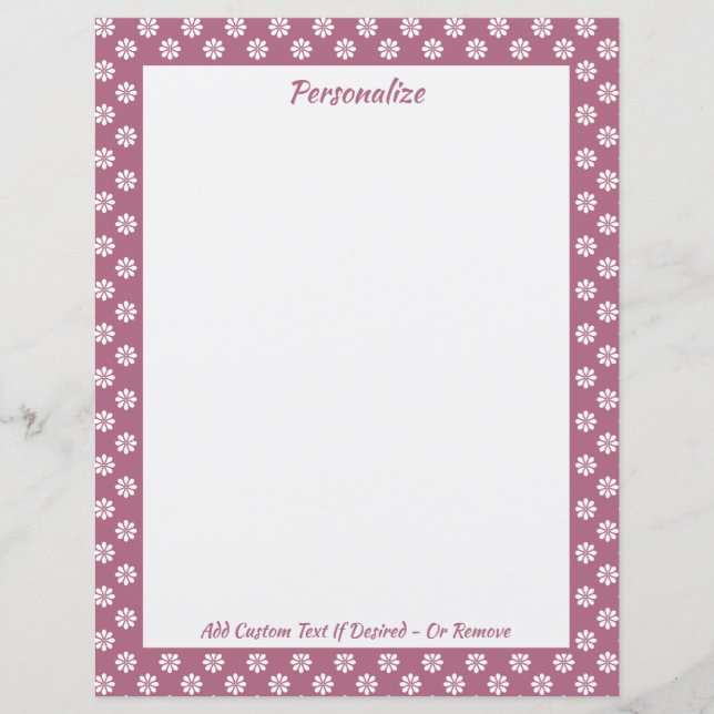 Retro 60s Flower Purple Flower Pattern Personalise (Front)