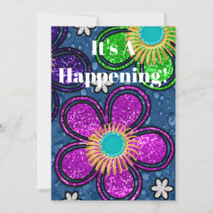 Retro 60s Hippie Flower Power Happening Party Invitation