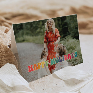 Retro 60s Hippie Fun Happy Holidays Photo Holiday Card