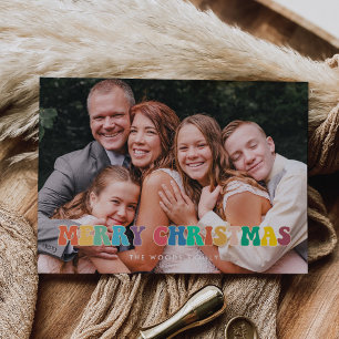 Retro 60s Hippie Fun Merry Christmas Family Photo Holiday Card