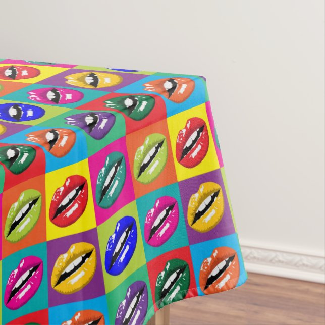 Retro 60s Lips Pop Culture Art Deco Tablecloth (In Situ)