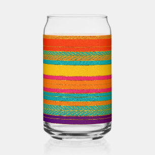 Retro 60s MOD Bright Stripes Can Glass