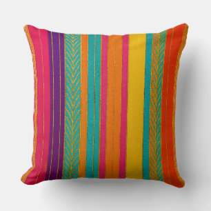 Retro 60s MOD Bright Stripes Cushion