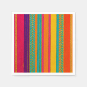 Retro 60s MOD Bright Stripes Napkin