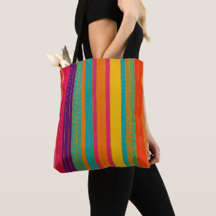 Retro 60s MOD Bright Stripes Tote Bag