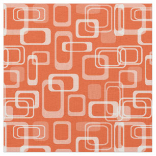 Retro 60's mod orange rounded squares pattern fabric
