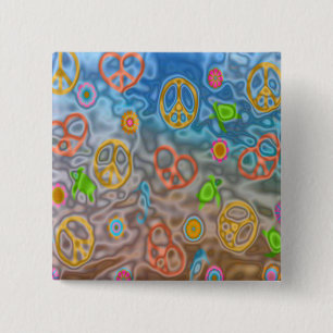 Retro 60s Peaceful Ocean Life Apparel Gifts 15 Cm Square Badge