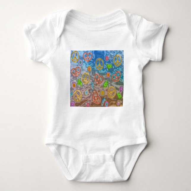 Retro 60s Peaceful Ocean Life Apparel Gifts Baby Bodysuit (Front)