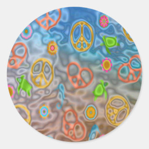 Retro 60s Peaceful Ocean Life Apparel Gifts Classic Round Sticker