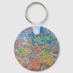 Retro 60s Peaceful Ocean Life Apparel Gifts Key Ring