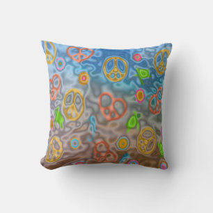 Retro 60s Peaceful Ocean Life Throw Pillow