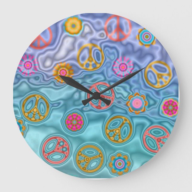 Retro 60s Peaceful Ocean Waves Clock (Front)