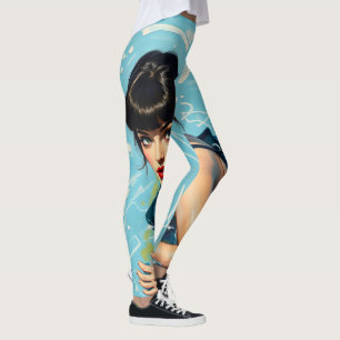 Retro 60s Pool Girl Rockabilly  Leggings