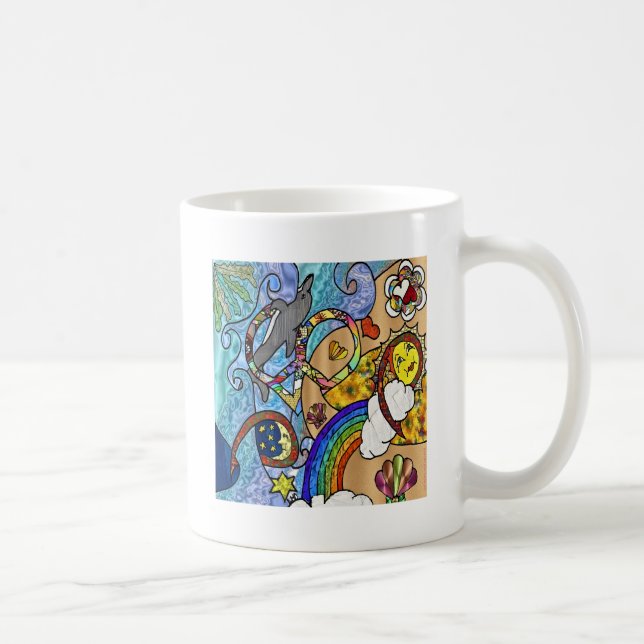 Retro 60s Psychedelic At The Beach Gifts Apparel Coffee Mug (Right)