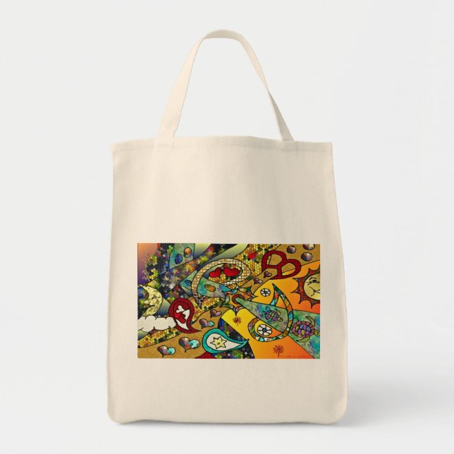 Retro 60s Psychedelic Cycle Of Life Gifts Apparel Tote Bag (Front)