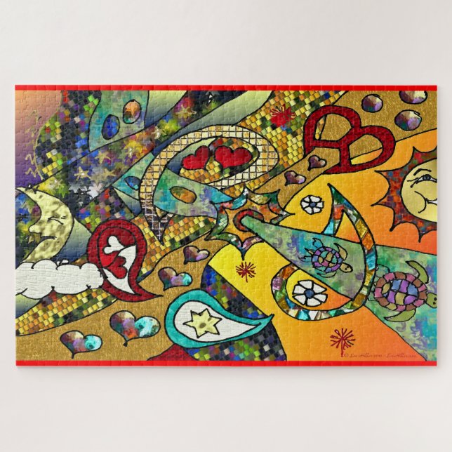 Retro 60s Psychedelic Cycle Of Life Jigsaw Puzzle (Horizontal)