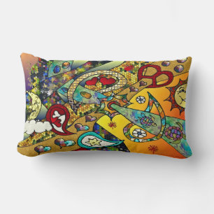 Retro 60s Psychedelic Cycle Of Life Throw Pillow