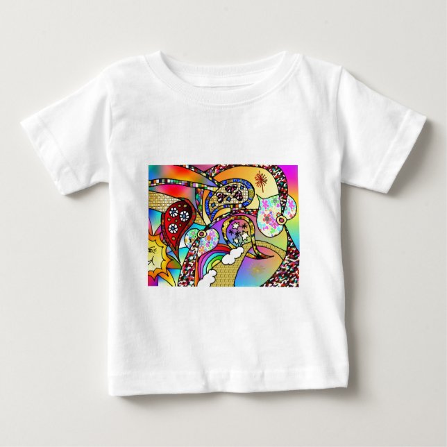 Retro 60s Psychedelic Hearts Paisley Gifts Apparel Baby T-Shirt (Front)