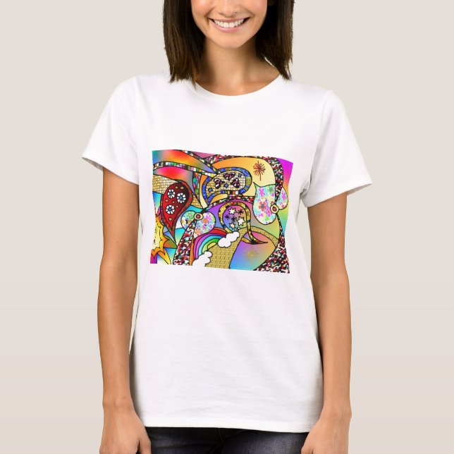 Retro 60s Psychedelic Hearts Paisley Gifts Apparel T-Shirt (Front)