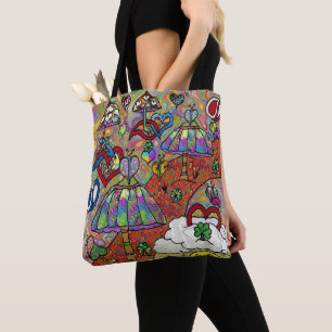 Retro 60s Psychedelic Magic Mushroom Tote Bag