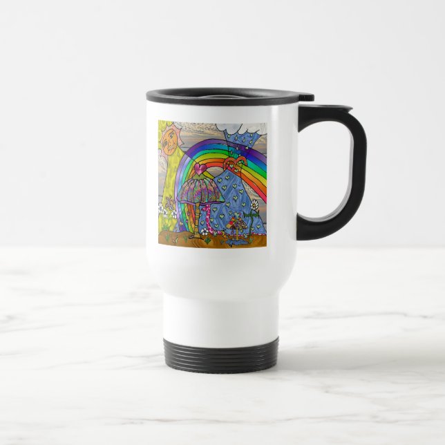 Retro 60s Psychedelic Magic Mushrooms Travel Mug (Right)