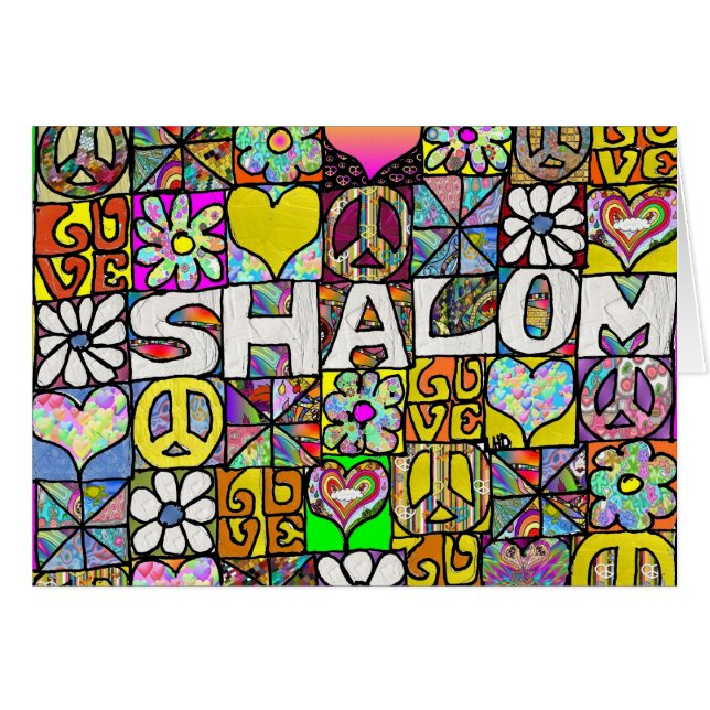 Retro 60s Psychedelic Shalom LOVE (Front Horizontal)