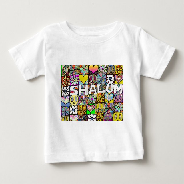 Retro 60s Psychedelic Shalom LOVE Apparel Gifts Baby T-Shirt (Front)