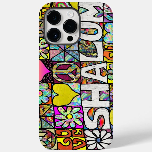 Retro 60s Psychedelic Shalom LOVE Case-Mate iPhone Case (Back)