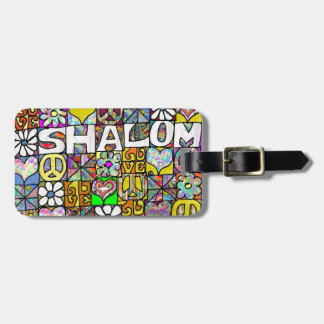 Retro 60s Psychedelic Shalom LOVE Luggage Tag